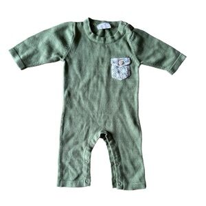 Kate Quinn Organics 0-3 Months Onesie Green Snap Crewneck Baby Kids